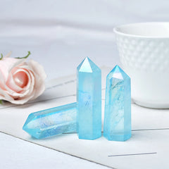 Aqua Aura Quartz Crystal Tower