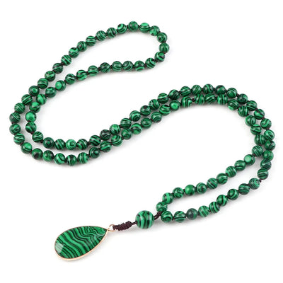 Open Heart Malachite 108 Mala Beads