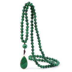 Open Heart Malachite 108 Mala Beads