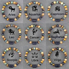 Zodiac Sign Natural Stone Bracelet