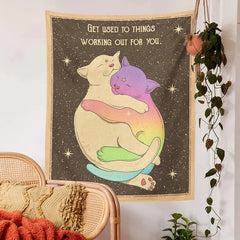 Cosmic Love Cat Tapestries