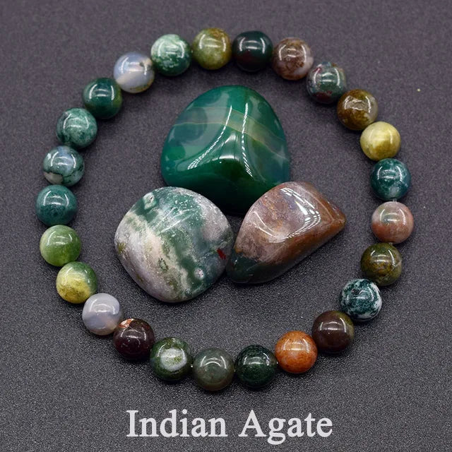 Indian Agate Beaded Bracelet